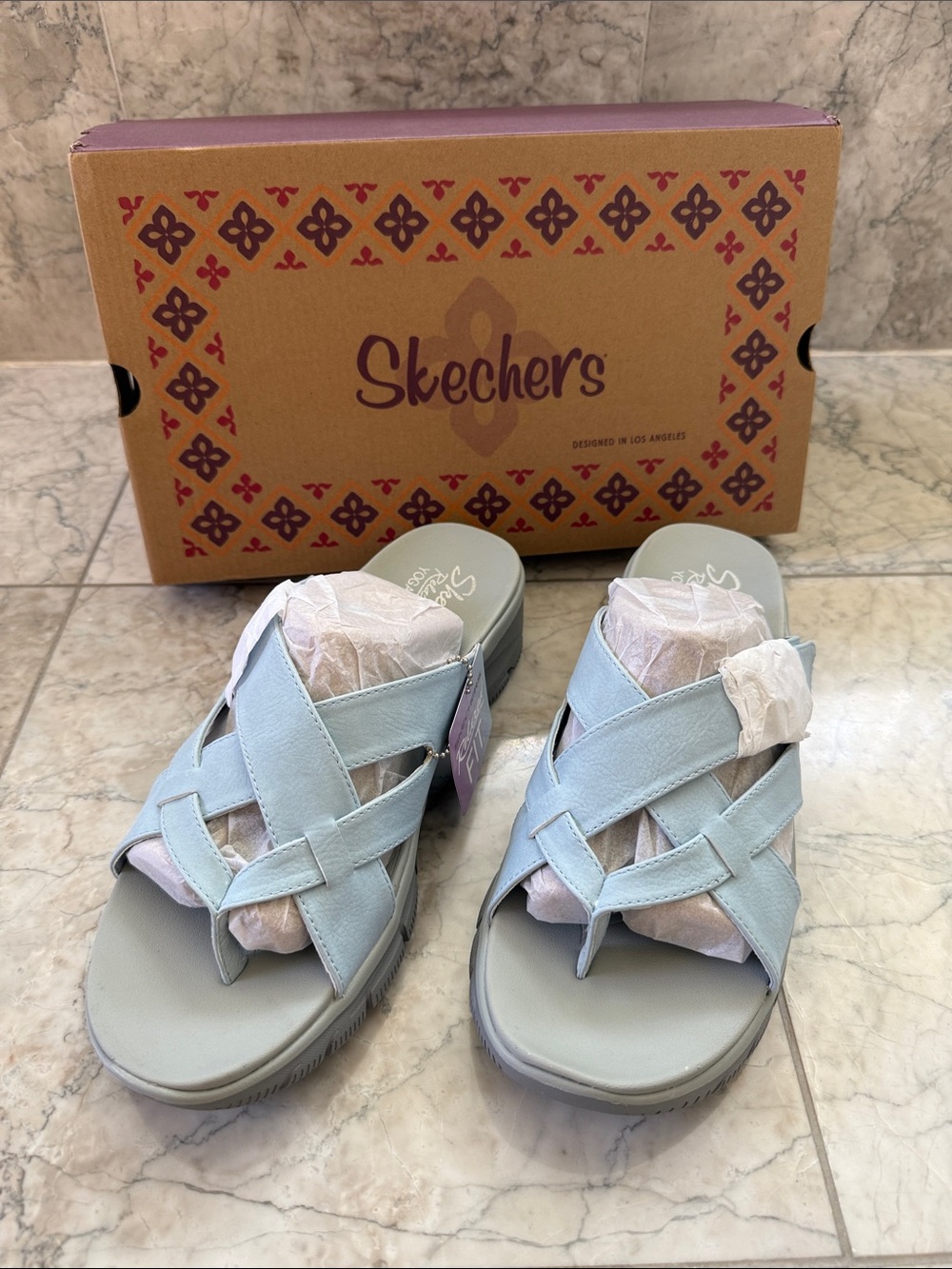Skechers Easy Going Sundown Sandals NWT Lt Blue Size 9